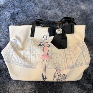 My Flat in London Black and Cream Tote with Illustration